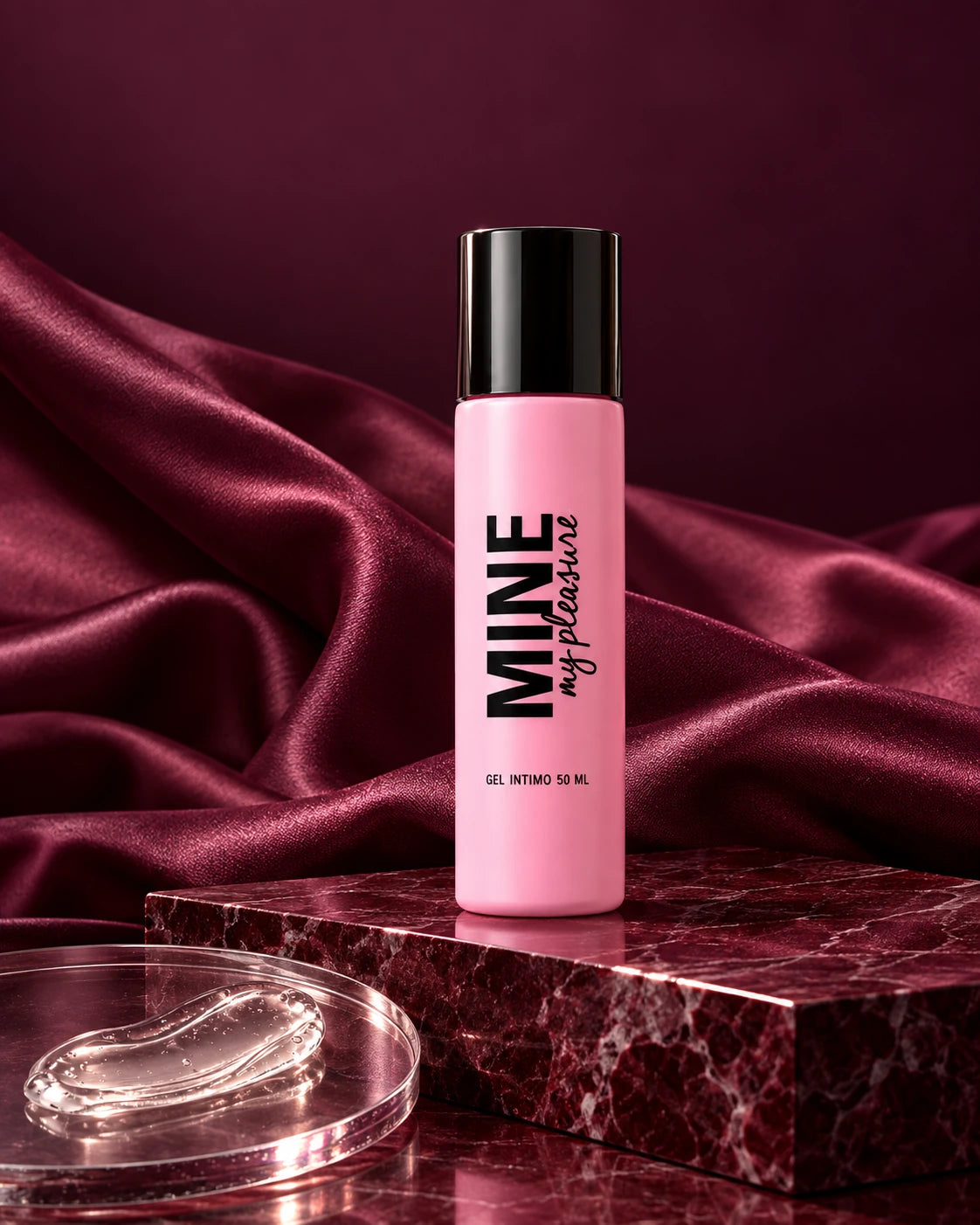 Nueva composición de campaña MINE: frasco rosa original con tapa negra